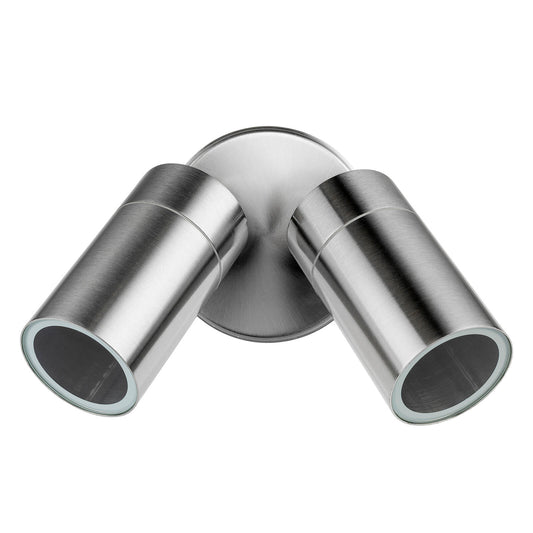 Brilliant Stainless Steel Coolum Wall Light - 2 Head