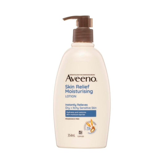 Aveeno Skin Relief Fragrance Free Body Lotion Shea Butter 72-Hour Intense Hydration Soothe Dry Itchy Sensitive Skin - 354mL