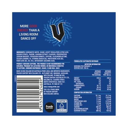 V Blue Energy Drink 4x250ml - 4 pack