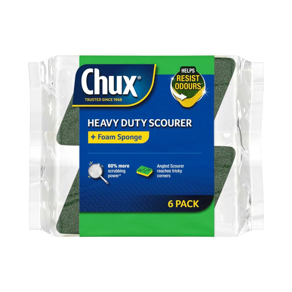 Chux Heavy Duty Scourer + Foam Sponge - 6 pack