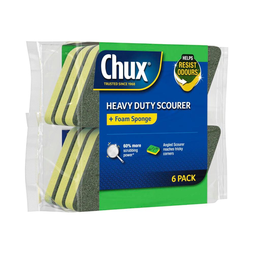 Chux Heavy Duty Scourer + Foam Sponge - 6 pack