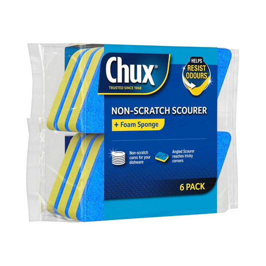 Chux Non-scratch Scourer + Foam Sponge - 6 pack