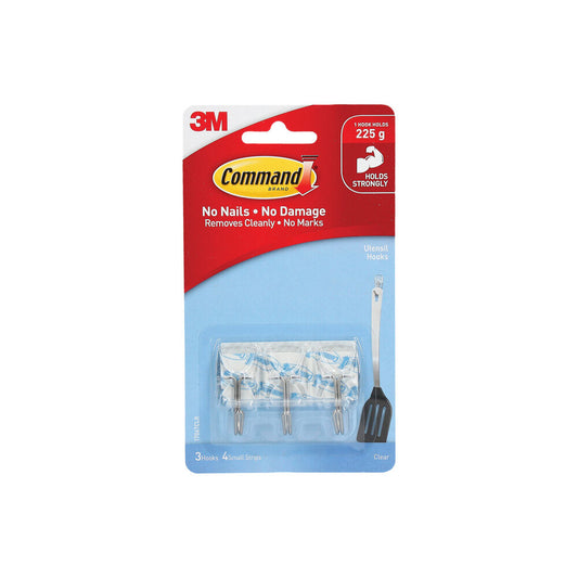 Command Hook Utensil Clear 17067clr - 3 pack