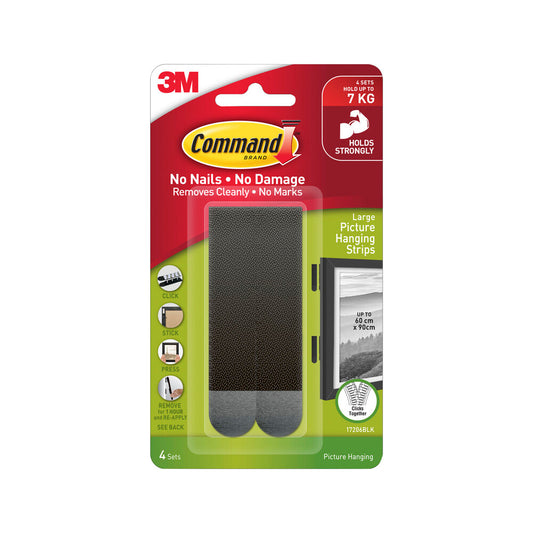 Command Large Black - 4 pack