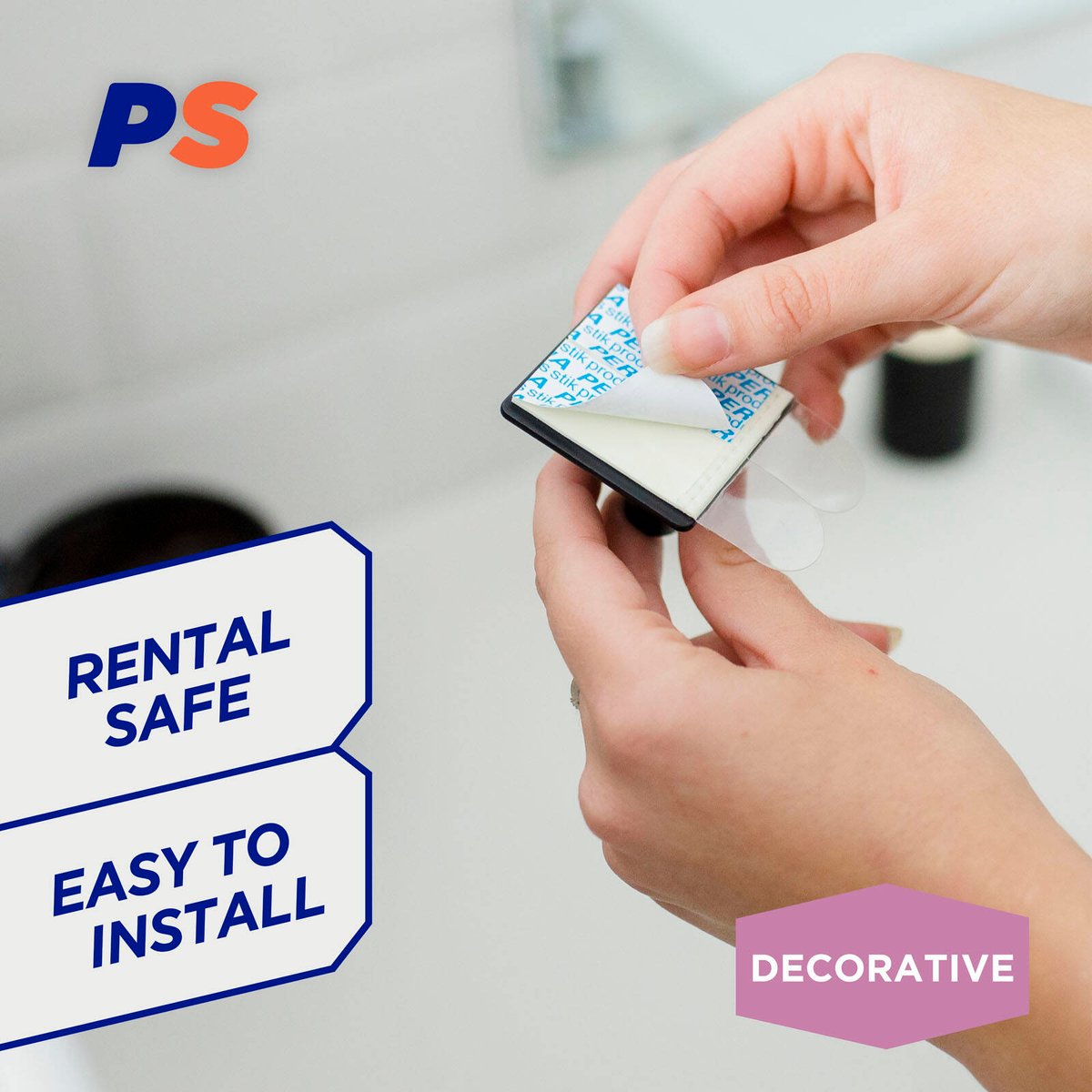 Permastik Deco Hooks - 2 Pack - Stainless Steel - Matte Black