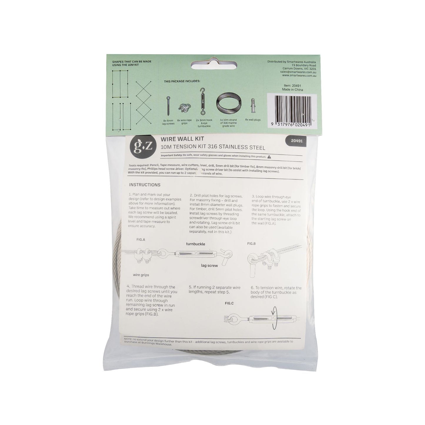 Garden Zen Tensioned Wire Wall Plant Trainer Kit - 10m