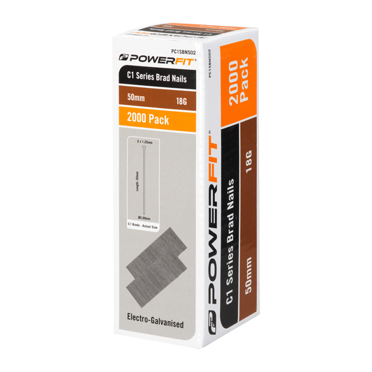 Powerfit C1 Series Brad Nails - 50mm - 2000 Pack