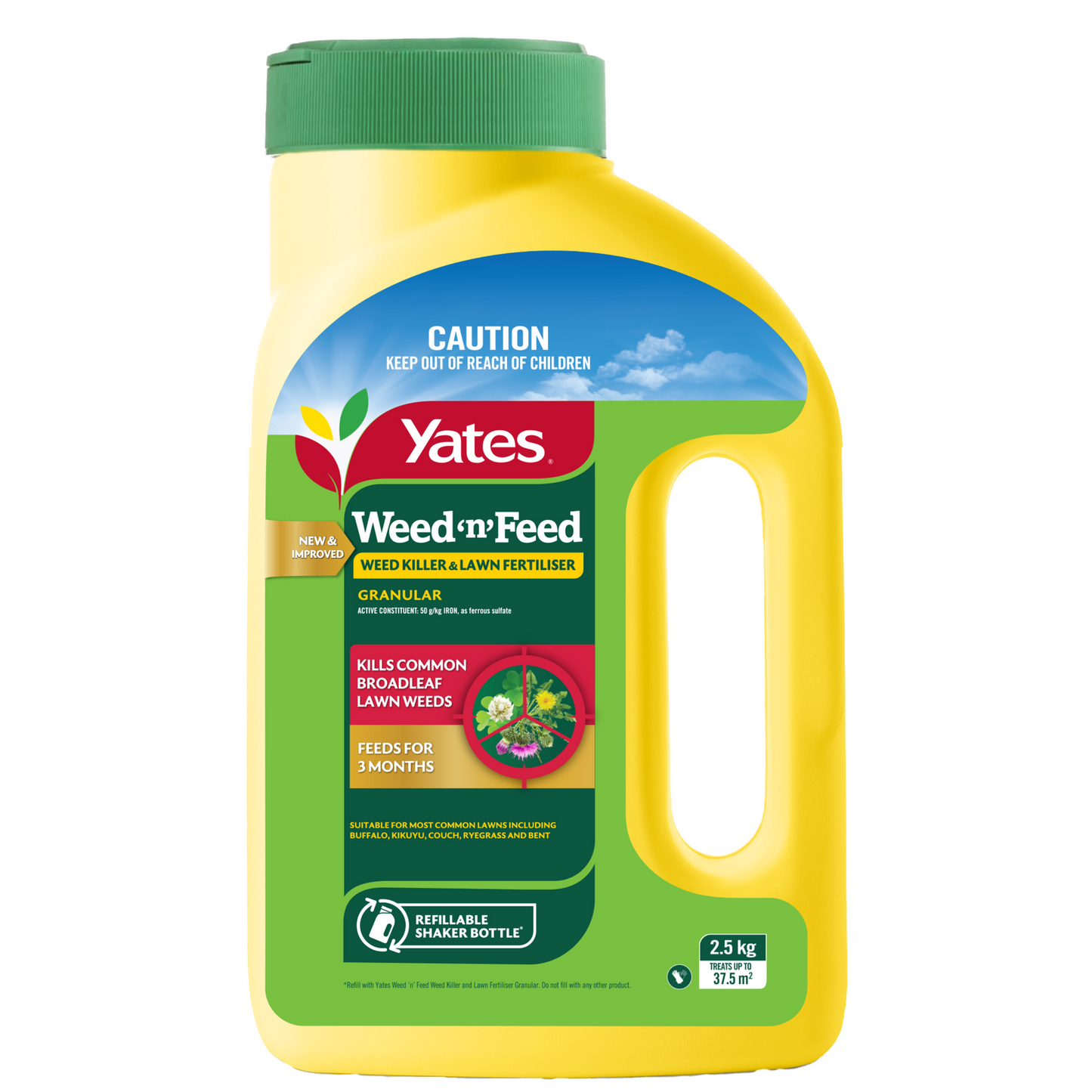 Yates Weed 'N' Feed Weed Killer And Lawn Fertiliser Shaker - 2.5 kg