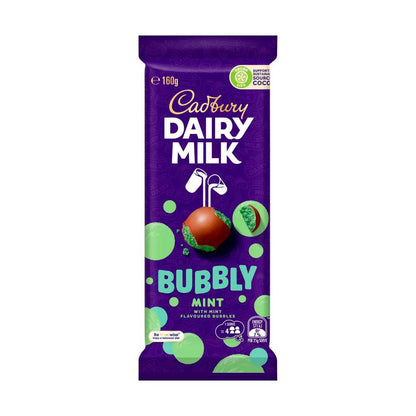Cadbury Dairy Milk Bubbly Mint Milk Chocolate Block - 160g