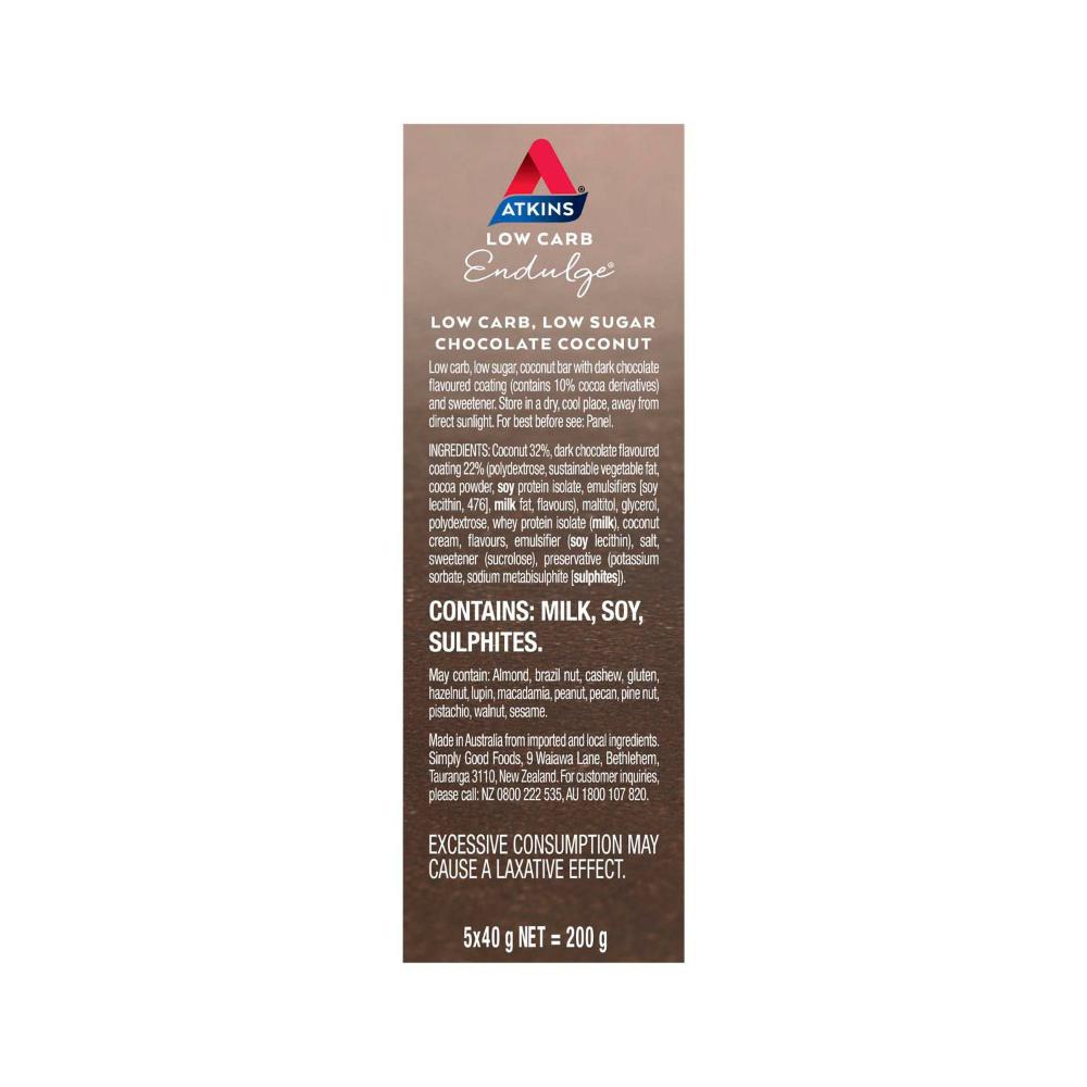 Atkins Low Carb Endulge Bar Chocolate Coconut 5x40g - 200g