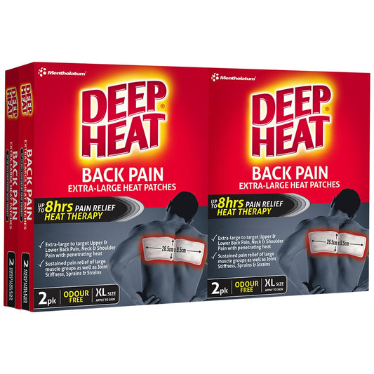 Deep Heat Back Pain Heat Patches Odourless Extra Large 4 x 2 Pack
