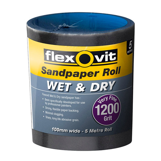 Flexovit Wet and Dry Sandpaper Roll - 100mm x 5m - 1200 Grit