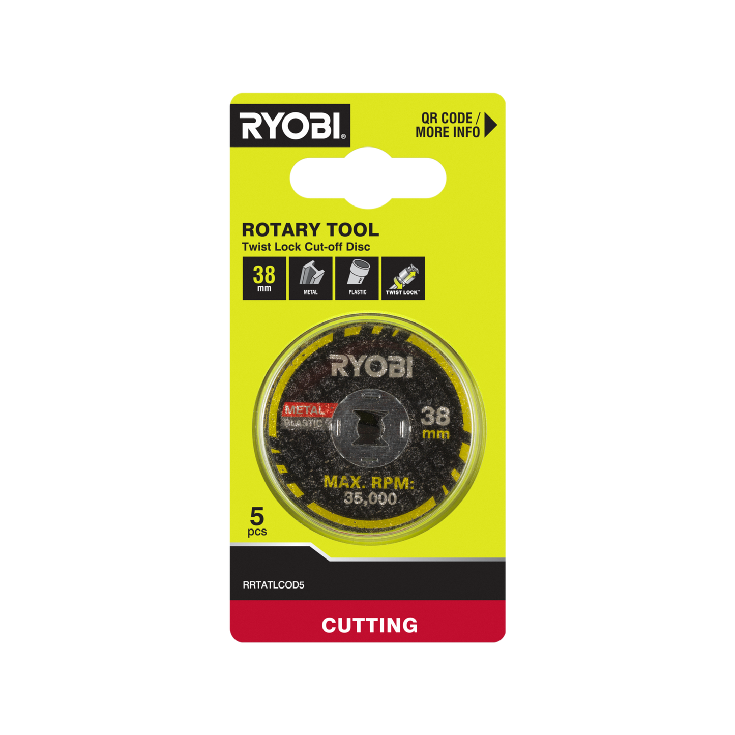Ryobi Rotary Twist Lock Cutting Disc - 38mm - 5 Pack