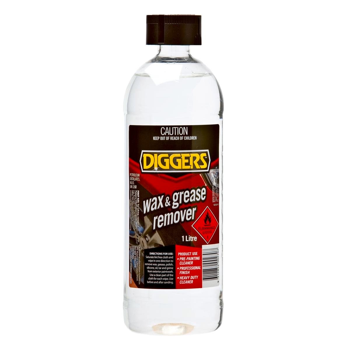 DIGGERS Wax And Grease Remover - 1L - Low Aromatic White Spirits - Heavy Duty