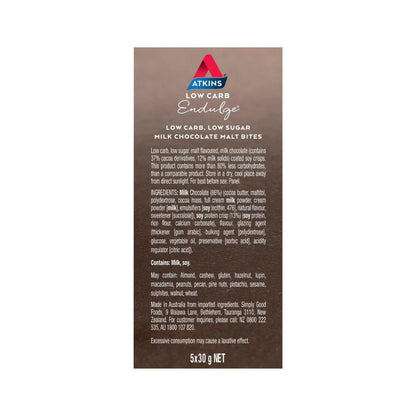 Atkins Endulge Milk Choc Malt Bites 5x30g - 150g