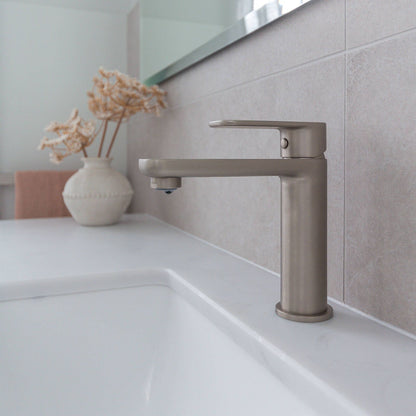 Caroma Luna Basin Mixer - 50 x 167mm - Brushed Nickel