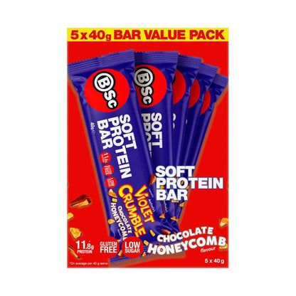 BSC X Violet Crumble Soft Protein Bar Chocolate Honeycomb 5 Pack - 200g