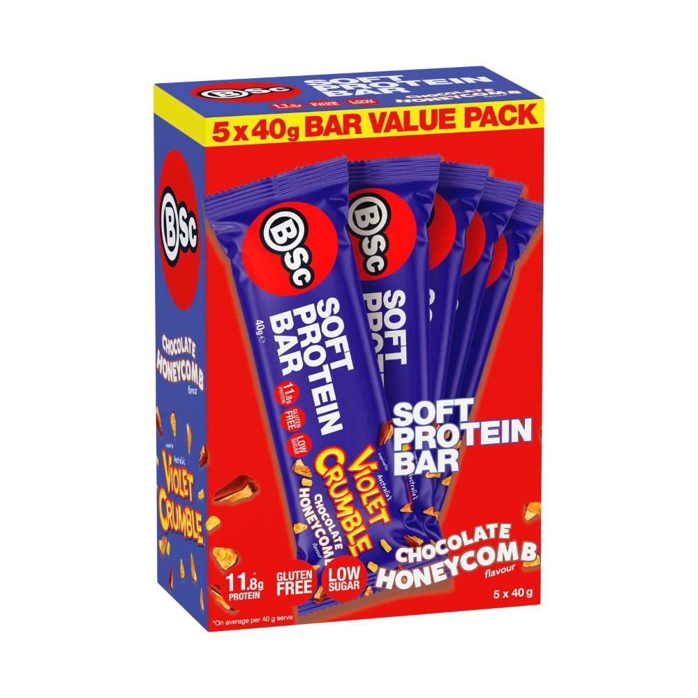 BSC X Violet Crumble Soft Protein Bar Chocolate Honeycomb 5 Pack - 200g