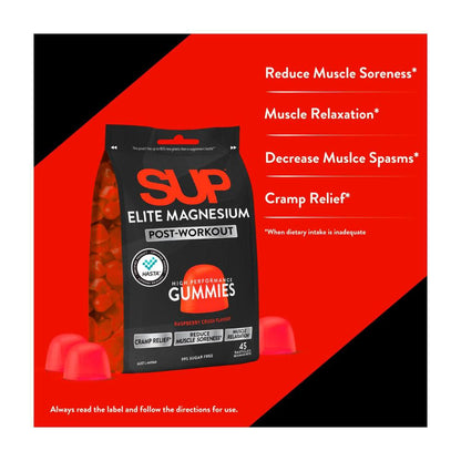 Sup Elite Magnesium Post - Work Out High-performance Gummies Raspberry ... 45 Pack