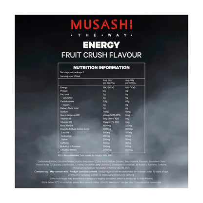 Musashi Energy Drink Fruit Crush - 500mL
