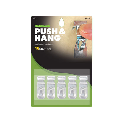 Hangman Push Hang Picture Hanger - 13.9 x 1 x 9.3mm - 5 Pack
