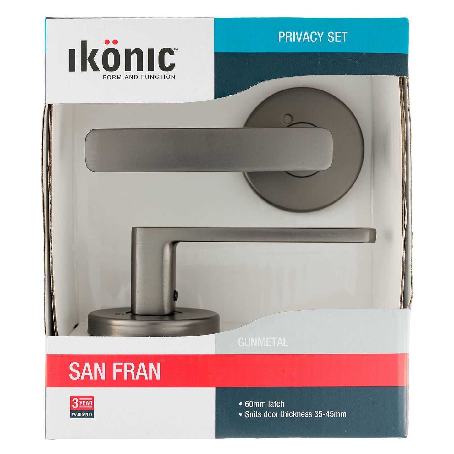 Ikonic Gunmetal San Fran Privacy Lever Set
