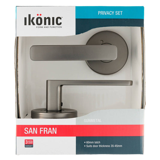 Ikonic Gunmetal San Fran Privacy Lever Set