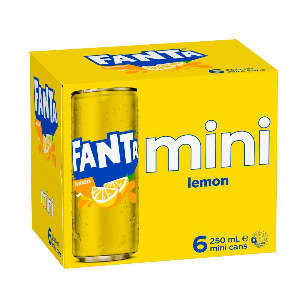 Fanta Flavours Lemon Cans 250ml - 6 Pack