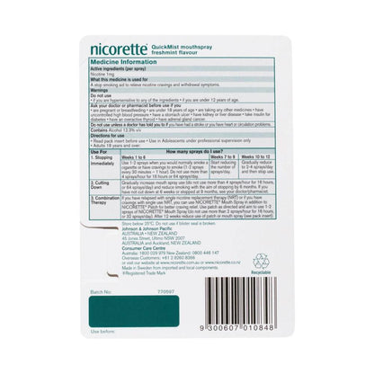 Nicorette Quickmist Mouth Spray Freshmint 1 Pack - 13.2mL