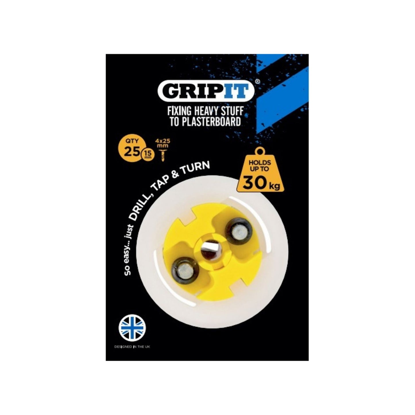 Gripit Plasterboard Fixing - 15mm - Yellow - 25 Pack