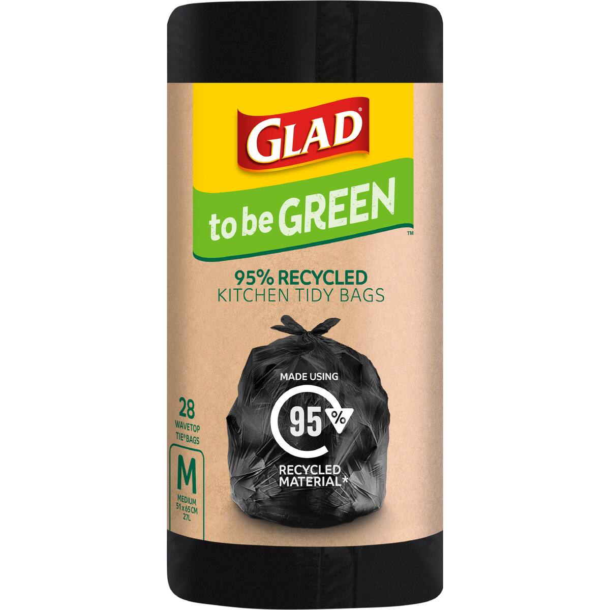 Glad To Be Green 95% Recycled Kitchen Tidy Bags Medium 28 Pack