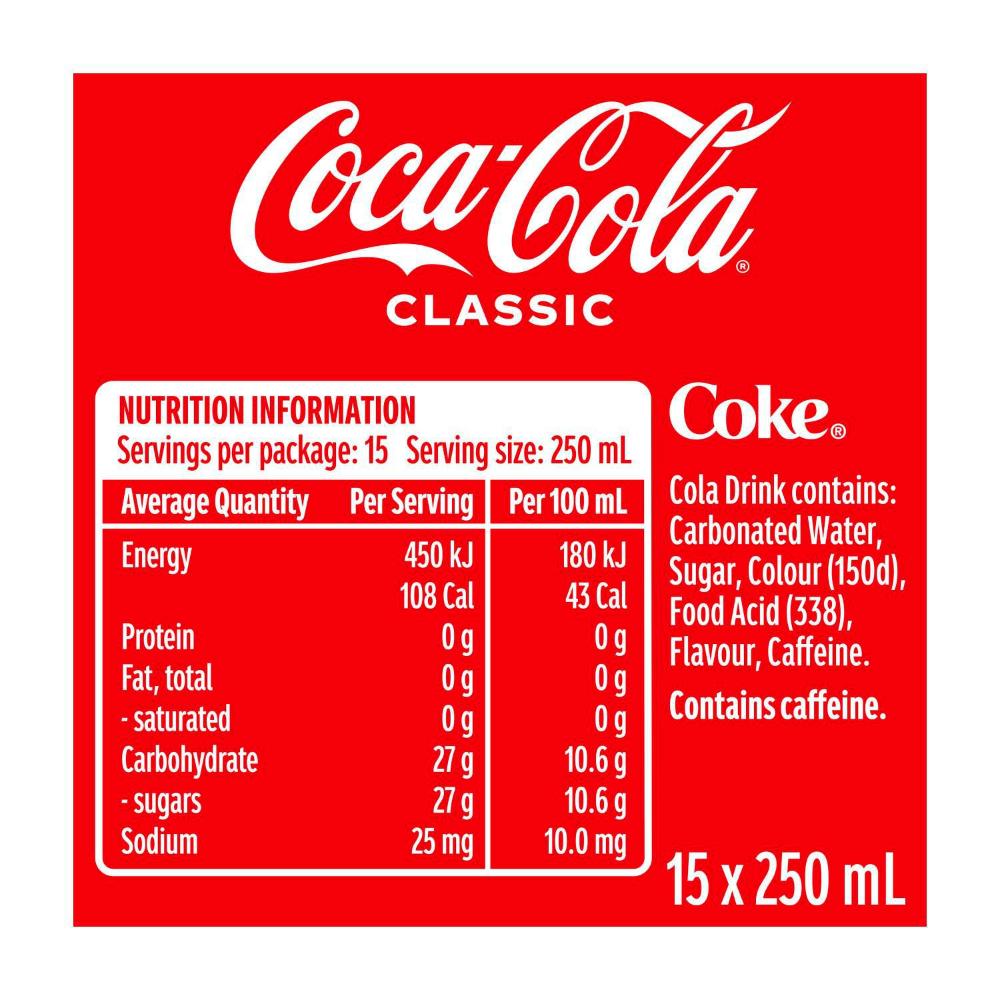 Coca-Cola Soft Drink Can Classic 15x250ml