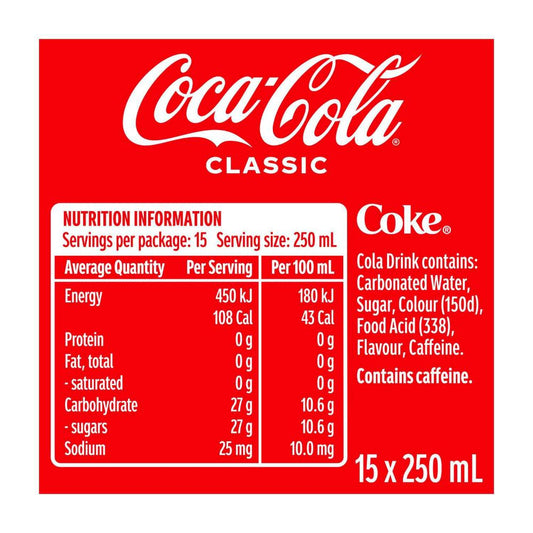 Coca-Cola Soft Drink Can Classic 15x250ml