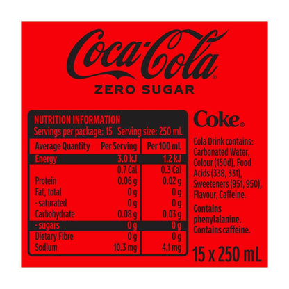 Coca Cola Zero Sugar 15x250ml