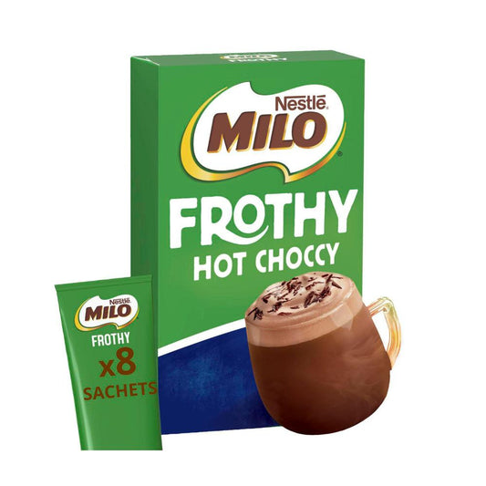 Milo Frothy Instant Hot Chocolate Sachets 8 Pack - 136g