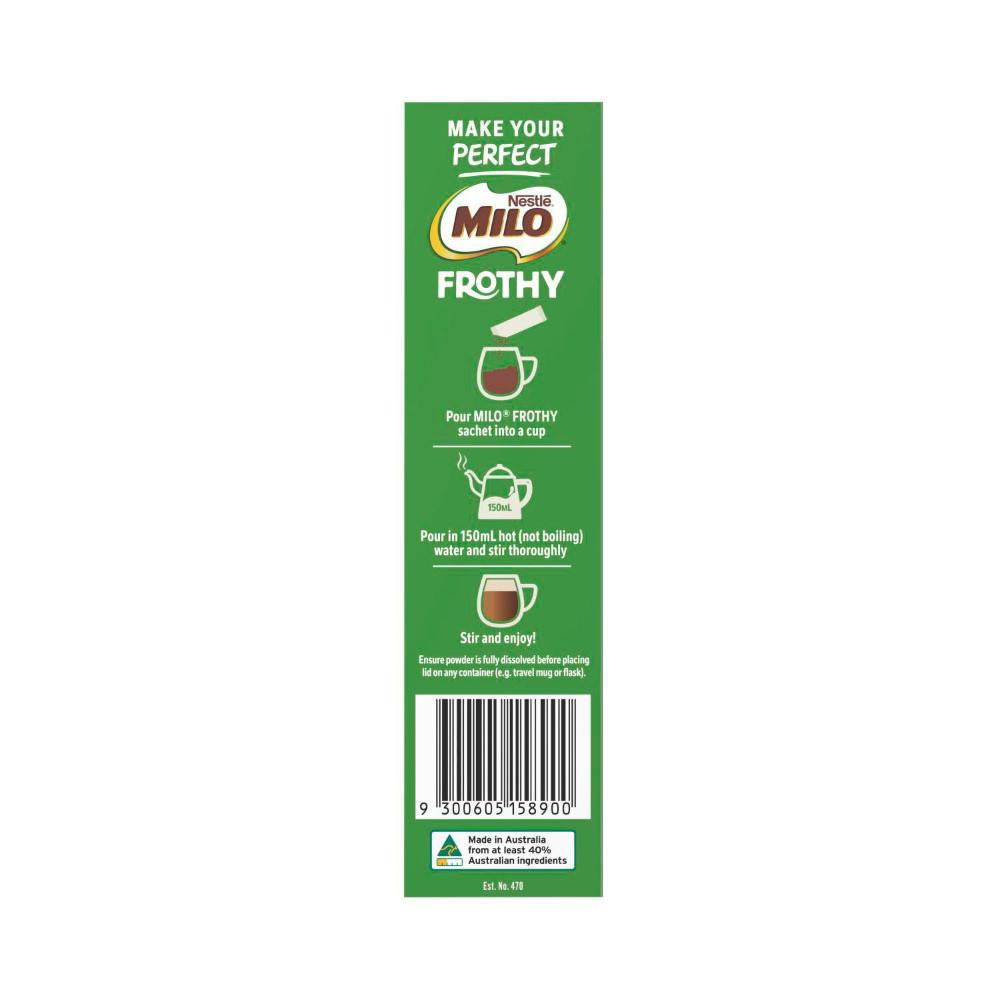 Milo Frothy Instant Hot Chocolate Sachets 8 Pack - 136g