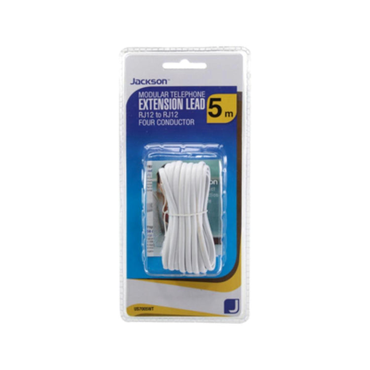 Jackson RJ12-RJ12 White Modular Telephone Extension Lead 5m