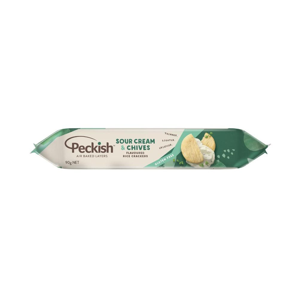 Peckish Rice Crackers Sour Cream Chives - 90g