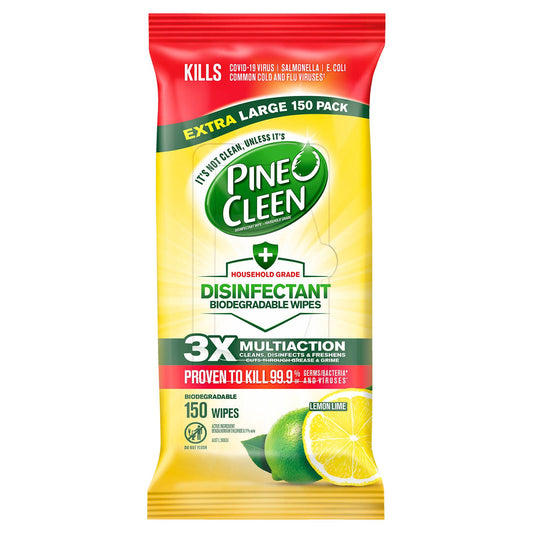 Pine O Cleen Lemon Lime Disinfectant Wipes - 130 x 265mm - 150 Pack