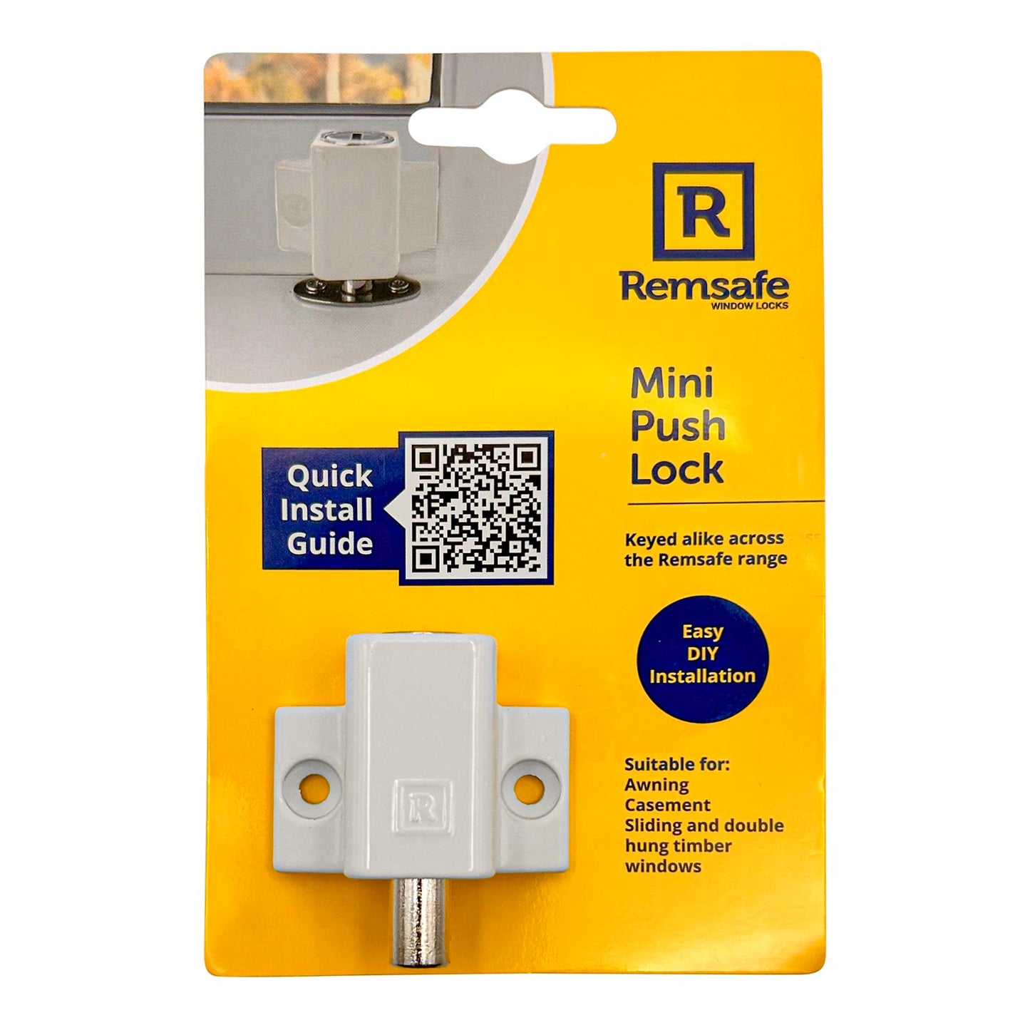 Remsafe White Mini Push Lock - 45 x 25 x 47mm