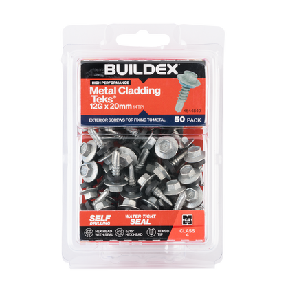 Buildex Cladding Fencing Teks Screws - 12g x 20mm - 50 Pack