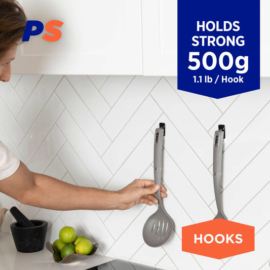 Permastik Small Black Kitchen Hooks Holds 500g 9 Pack