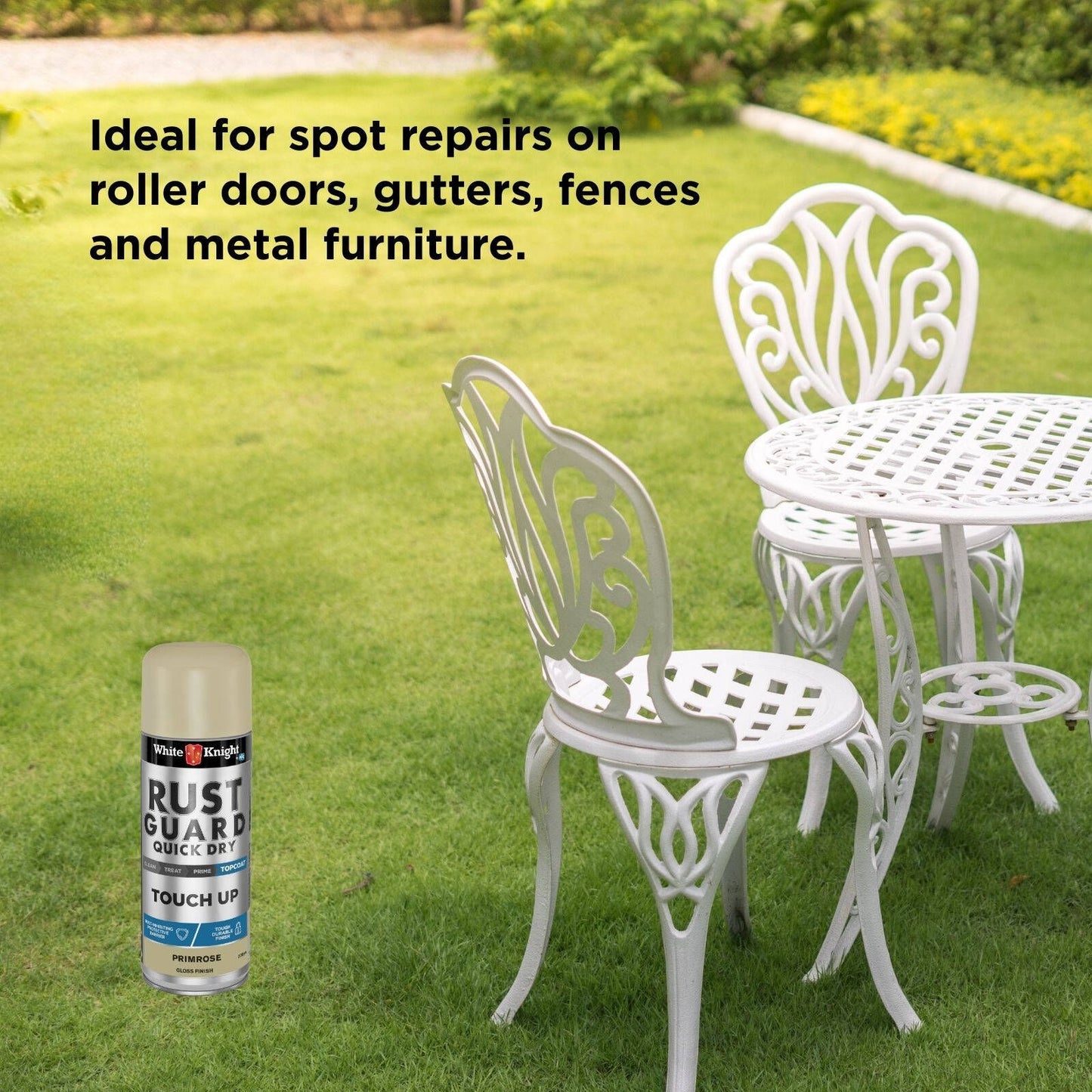 White Knight Rust Guard Touch Up Spray Paint - 300g - Primrose Gloss