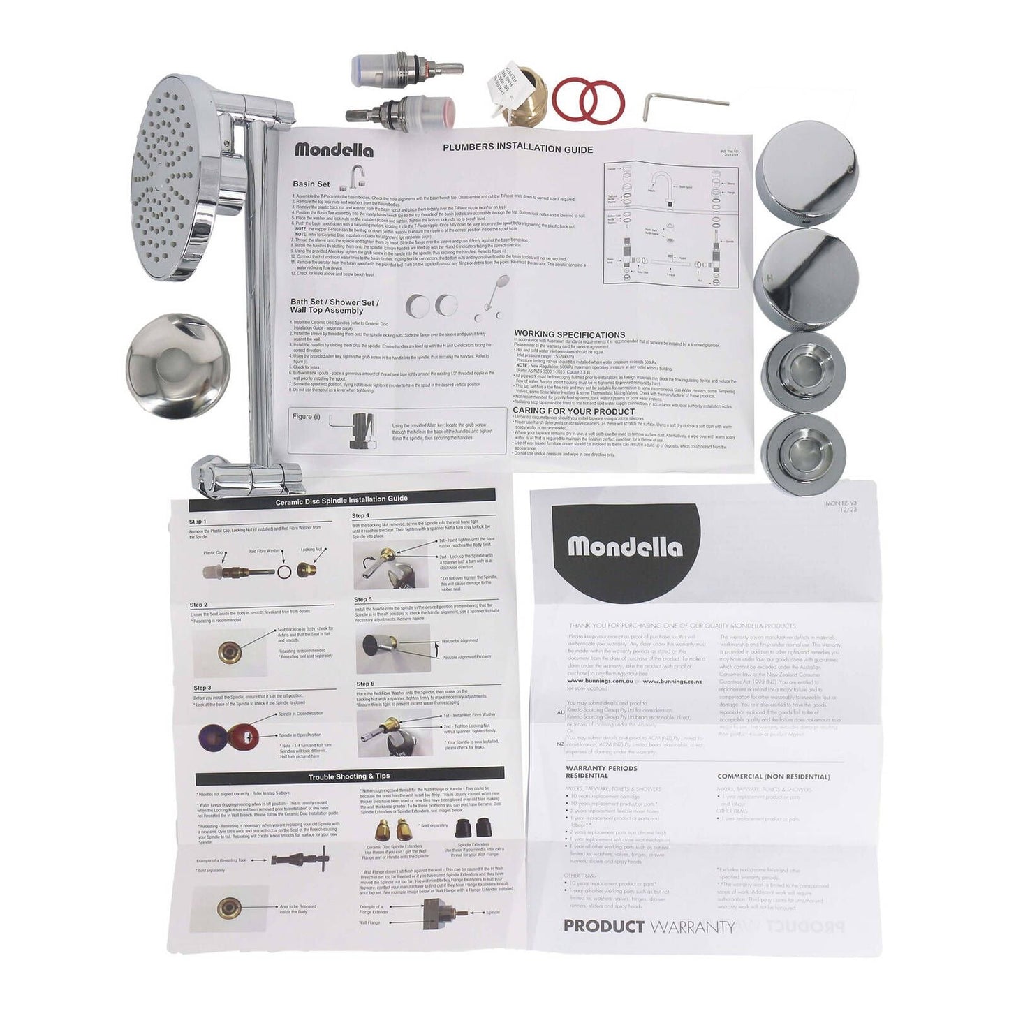 Mondella Resonance Chrome Shower Set - 1/4 Turn - 240 x 370mm