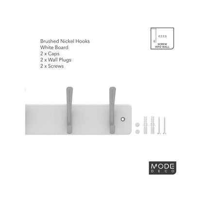 Mode Perma Products Hat And Coat Rack 6 Brushed Nickel Hooks White