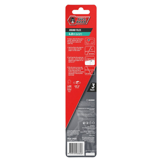 Full Boar Chainsaw File - 4.0mm - 3 Pack