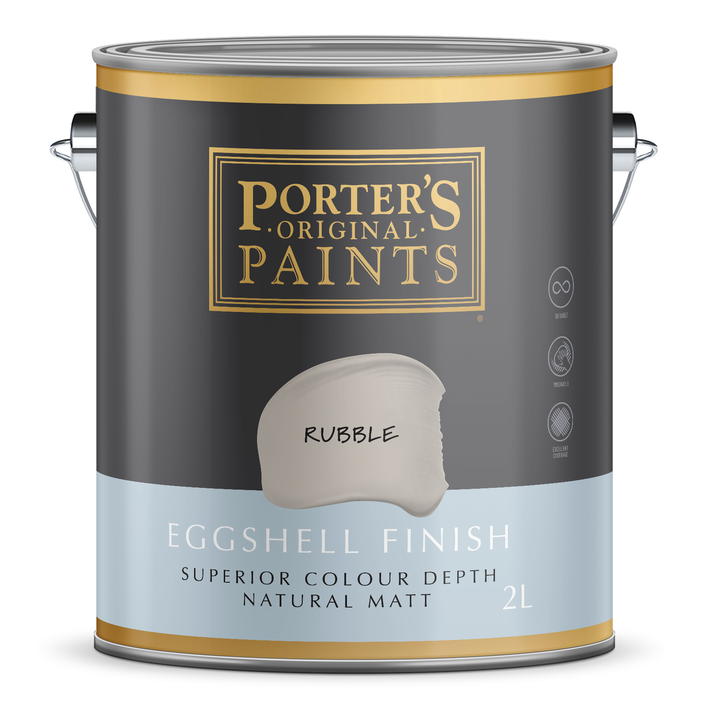Porter's Rubble Eggshell Finish Broadwall Washable Paint - 2L