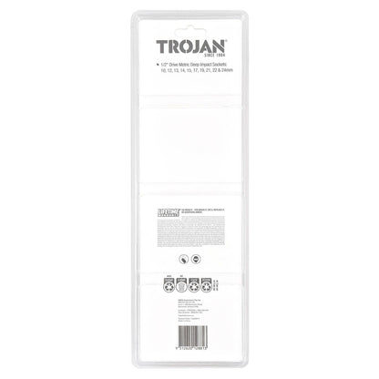 Trojan Deep Impact Socket Rail Set - 1/2" Drive - 10-24mm - 10 Piece