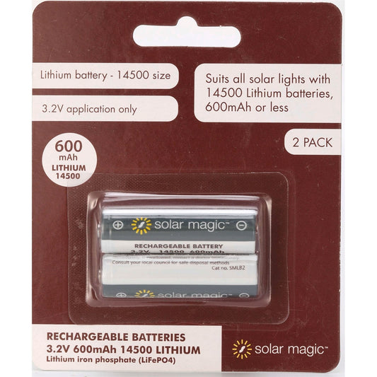 Solar Magic Lithium Battery - 14500 - 600mAh - 2 Pack