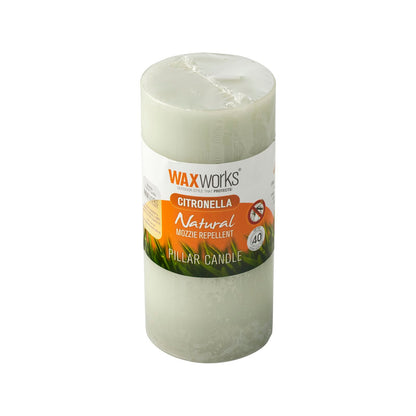 Waxworks Green Citronella Pillar Candle - 15cm